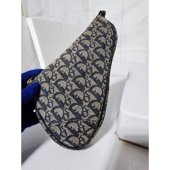 Authentic Christian Dior Vintage Oblique Canvas and Leather Saddle Pochette Bag - Picture 9 of 13